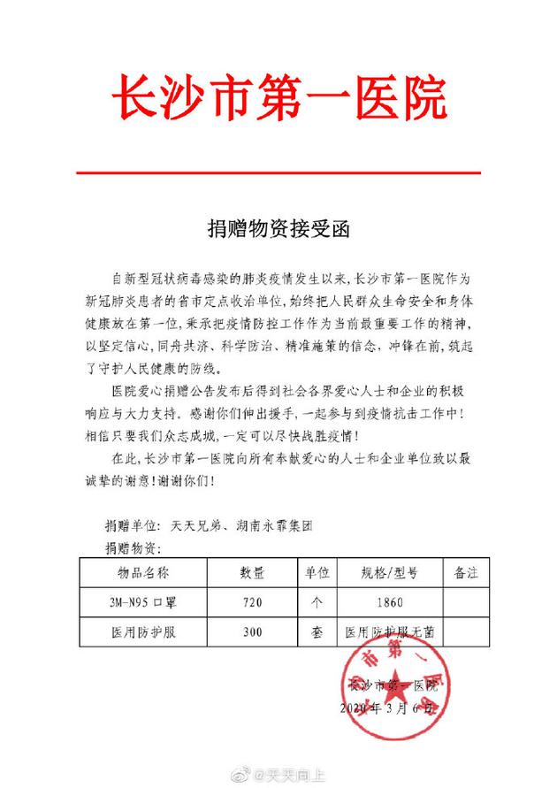 正能量！天天兄弟再为抗疫一线医院捐赠爱心物资